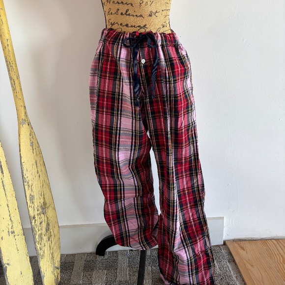 J.Crew Pink Plaid Drawstring waist pajama pants - Picture 1 of 4